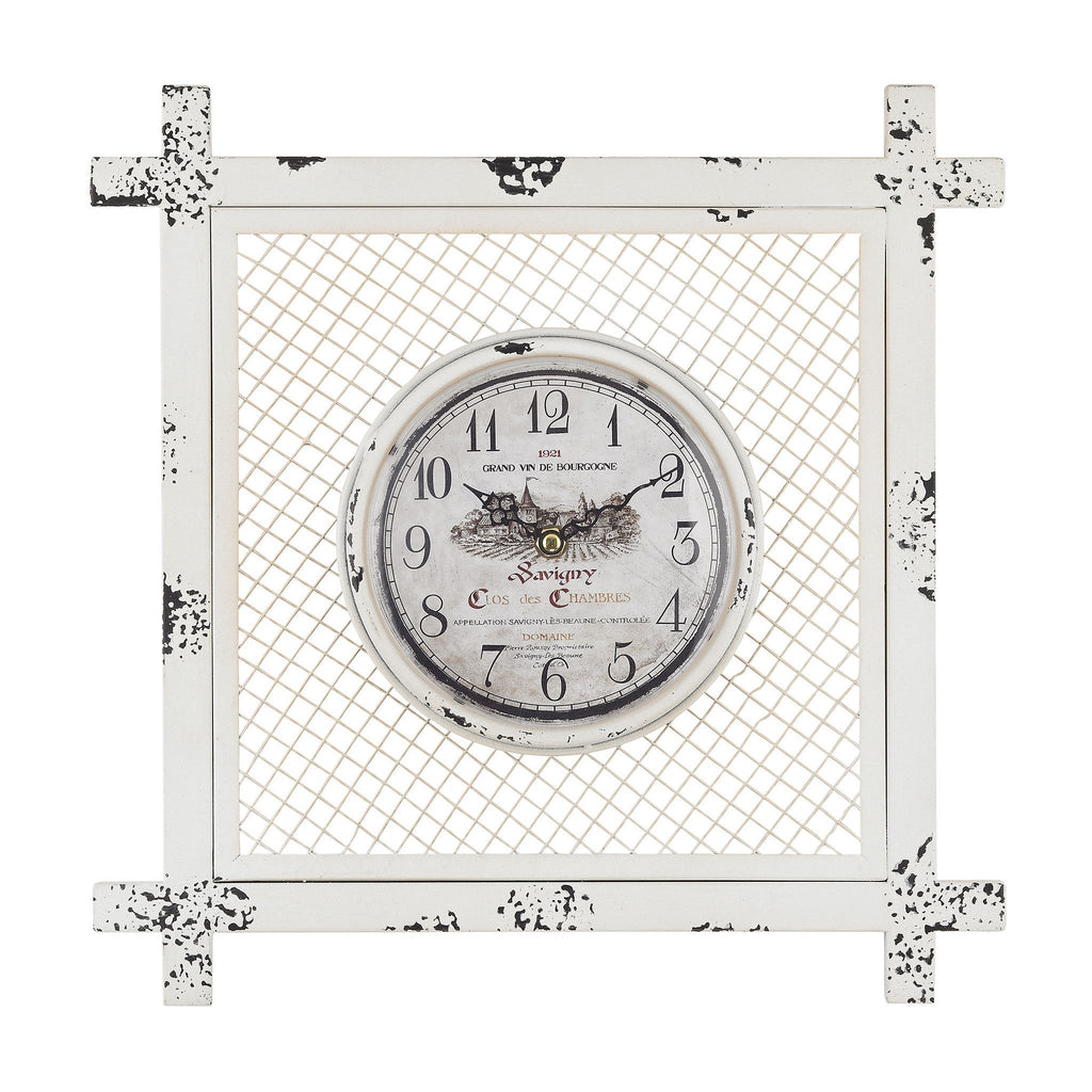 Sterling Industries Vintage Style Clock in Square Mesh