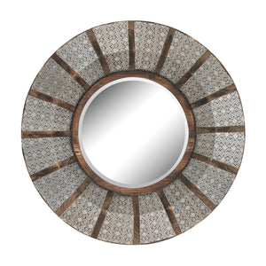 Sterling Industries Pierced Metal Frame Work And Wood Mirror