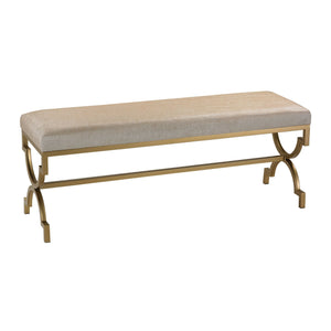 Sterling Industries Double Bench in Cream Metallic Linen