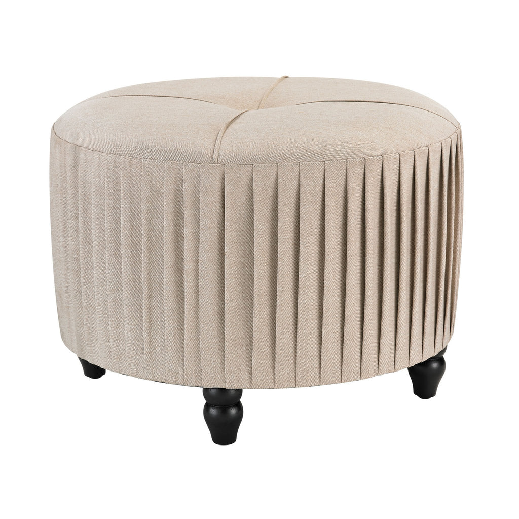 Sterling Industries Pleated Ottoman in Natural Linen