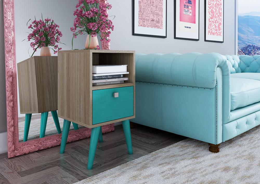 Accentuations by Manhattan Comfort Abisko Stylish Side Table with 1 Cubby and 1 Drawer - Modish Store