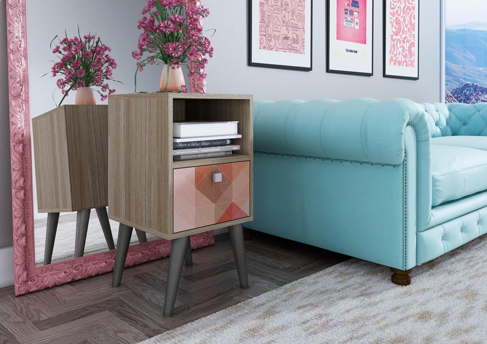 Accentuations by Manhattan Comfort Abisko Stylish Side Table with 1 Cubby and 1 Drawer - Modish Store