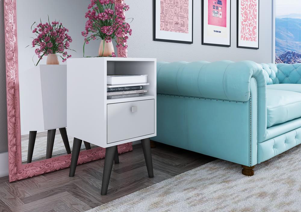 Accentuations by Manhattan Comfort Abisko Stylish Side Table with 1 Cubby and 1 Drawer - Modish Store