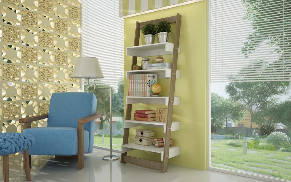 Accentuations by Manhattan Comfort Brilliant Carpina Ladder Shelf with 5 - Floating Shelves - Modish Store