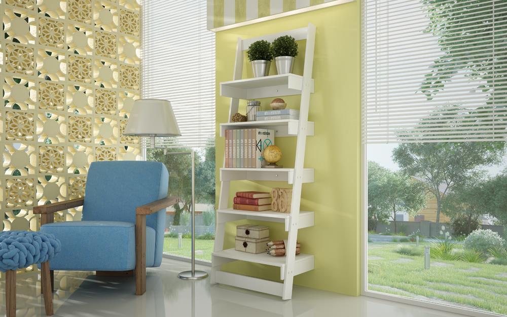 Accentuations by Manhattan Comfort Brilliant Carpina Ladder Shelf with 5 - Floating Shelves - Modish Store