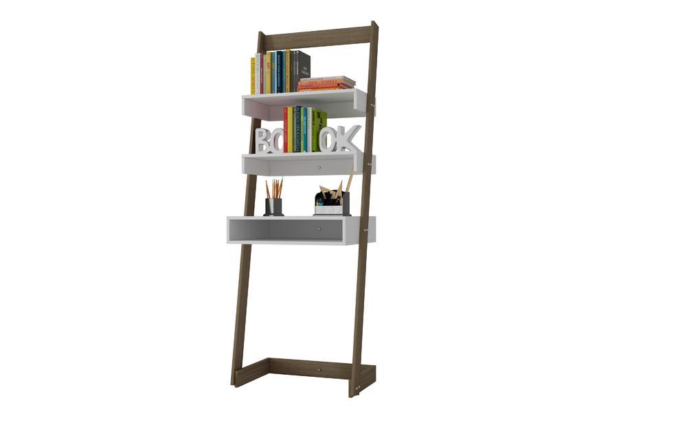 Accentuations by Manhattan Comfort Urbane Carpina Ladder Desk with 2 Floating Shelves and 1 - Tabletop and Cubby - Modish Store