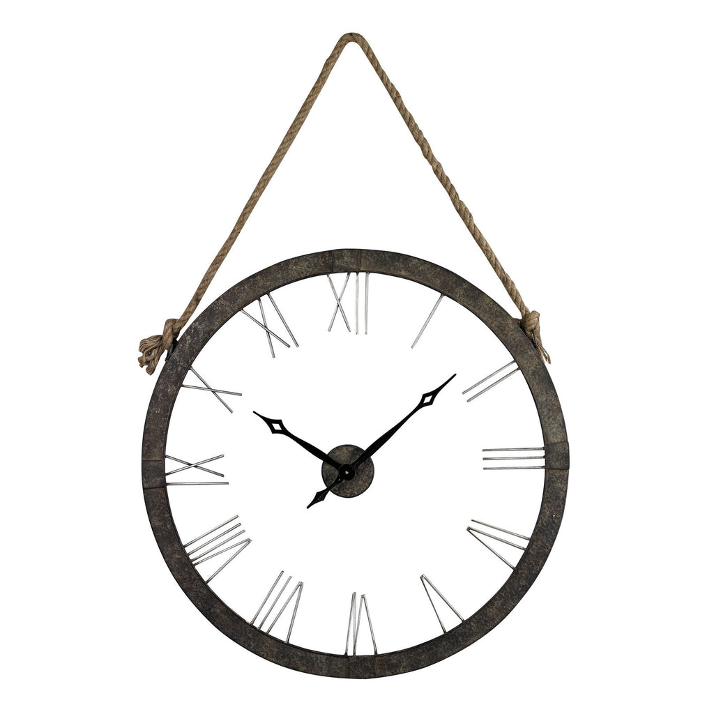 Sterling Industries Metal Wall Clock Hung On Rope