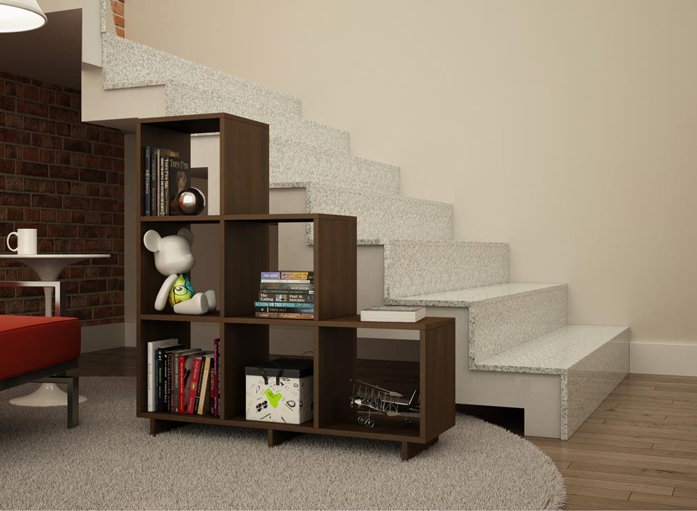 Accentuations by Manhattan Comfort Sophisticated Cascavel Stair Cubby with 6 Cube Shelves - Modish Store