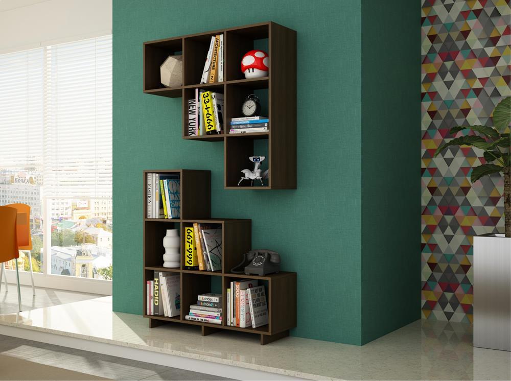 Accentuations by Manhattan Comfort Sophisticated Cascavel Stair Cubby with 6 Cube Shelves - Modish Store
