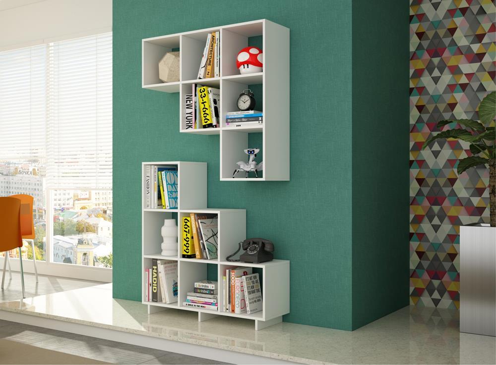 Accentuations by Manhattan Comfort Sophisticated Cascavel Stair Cubby with 6 Cube Shelves - Modish Store