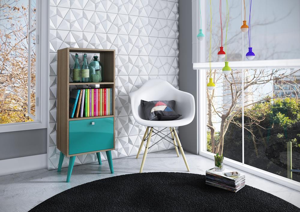 Accentuations by Manhattan Comfort Sophisticated Sami Double Bookcase with 2 Open Shelves and 1 Drawer - Modish Store