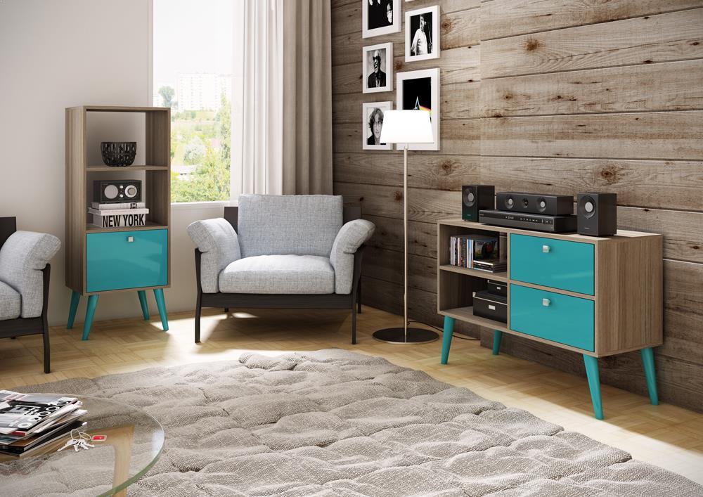 Accentuations by Manhattan Comfort Sophisticated Sami Double Bookcase with 2 Open Shelves and 1 Drawer - Modish Store