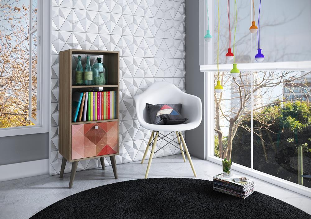 Accentuations by Manhattan Comfort Sophisticated Sami Double Bookcase with 2 Open Shelves and 1 Drawer - Modish Store