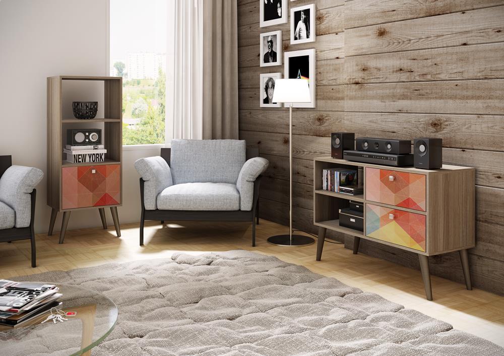 Accentuations by Manhattan Comfort Sophisticated Sami Double Bookcase with 2 Open Shelves and 1 Drawer - Modish Store