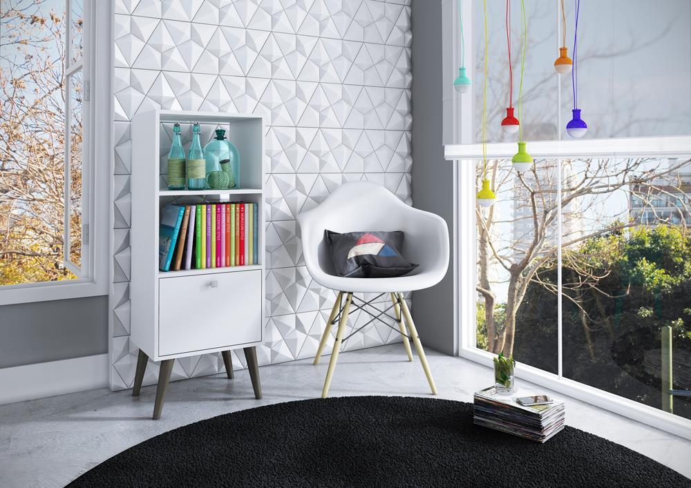 Accentuations by Manhattan Comfort Sophisticated Sami Double Bookcase with 2 Open Shelves and 1 Drawer - Modish Store