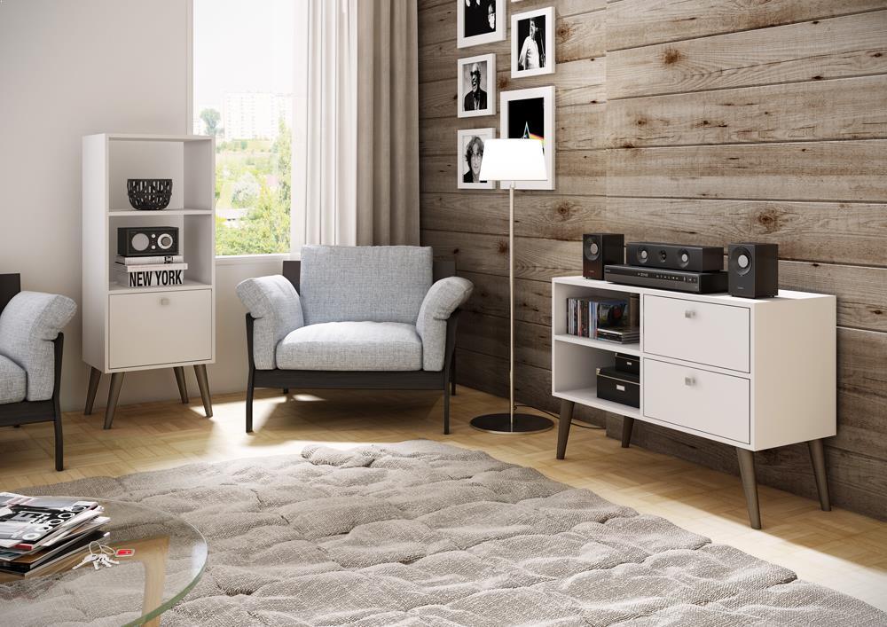 Accentuations by Manhattan Comfort Sophisticated Sami Double Bookcase with 2 Open Shelves and 1 Drawer - Modish Store