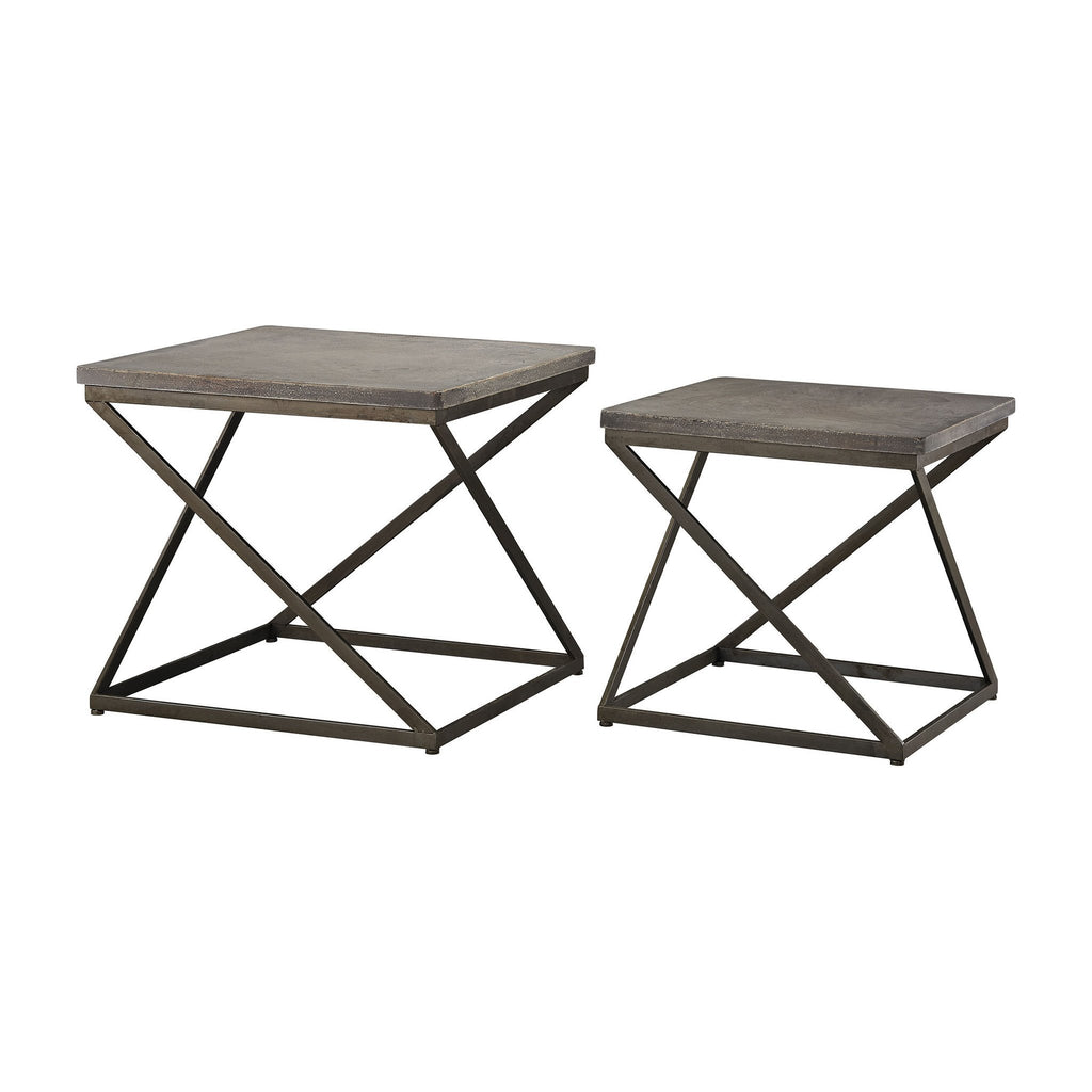 Sterling Industries Moya Aged Iron Set of 2 Metal and Concrete Accent Tables