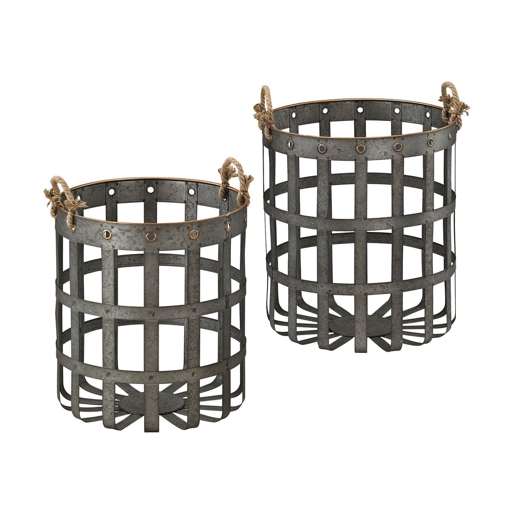 Sterling Industries Caxton Baskets In Aged Iron With Gold Highlights