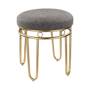 Sterling Industries Grey Linen Stool with Gold Legs