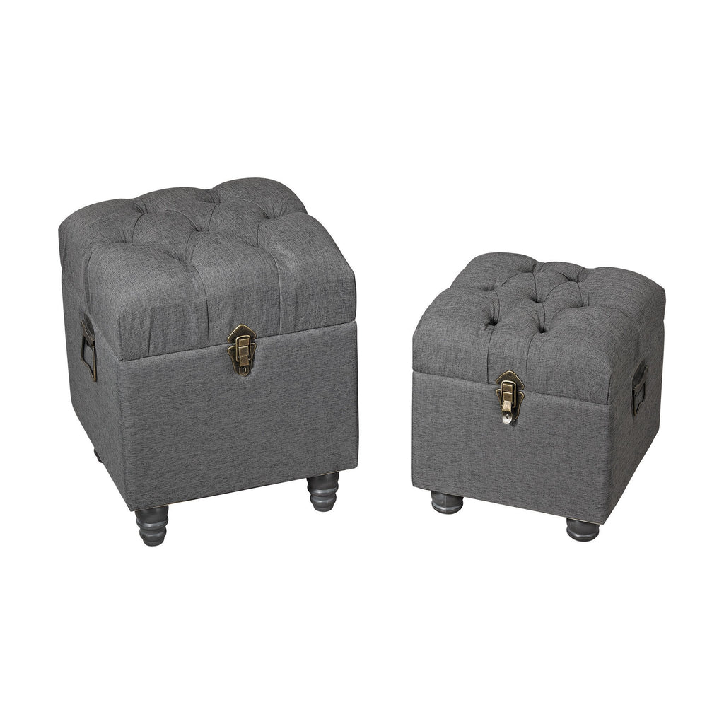 Sterling Industries Grey Linen Storage Benches