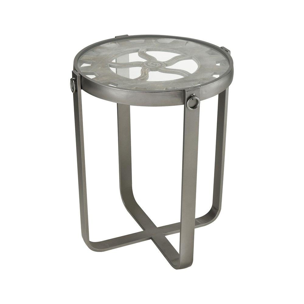 Sterling Industries Sync Salvaged Grey with Pewter Metal Accent Table