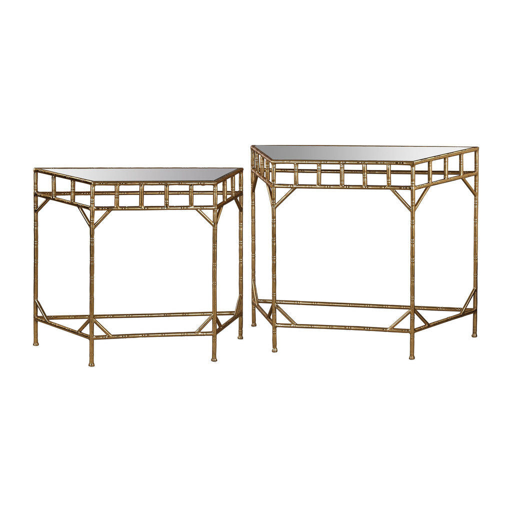 Sterling Industries Gold Leaf and Antique Mirror Nested Tables