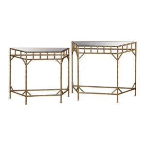 Sterling Industries Gold Leaf and Antique Mirror Nested Tables