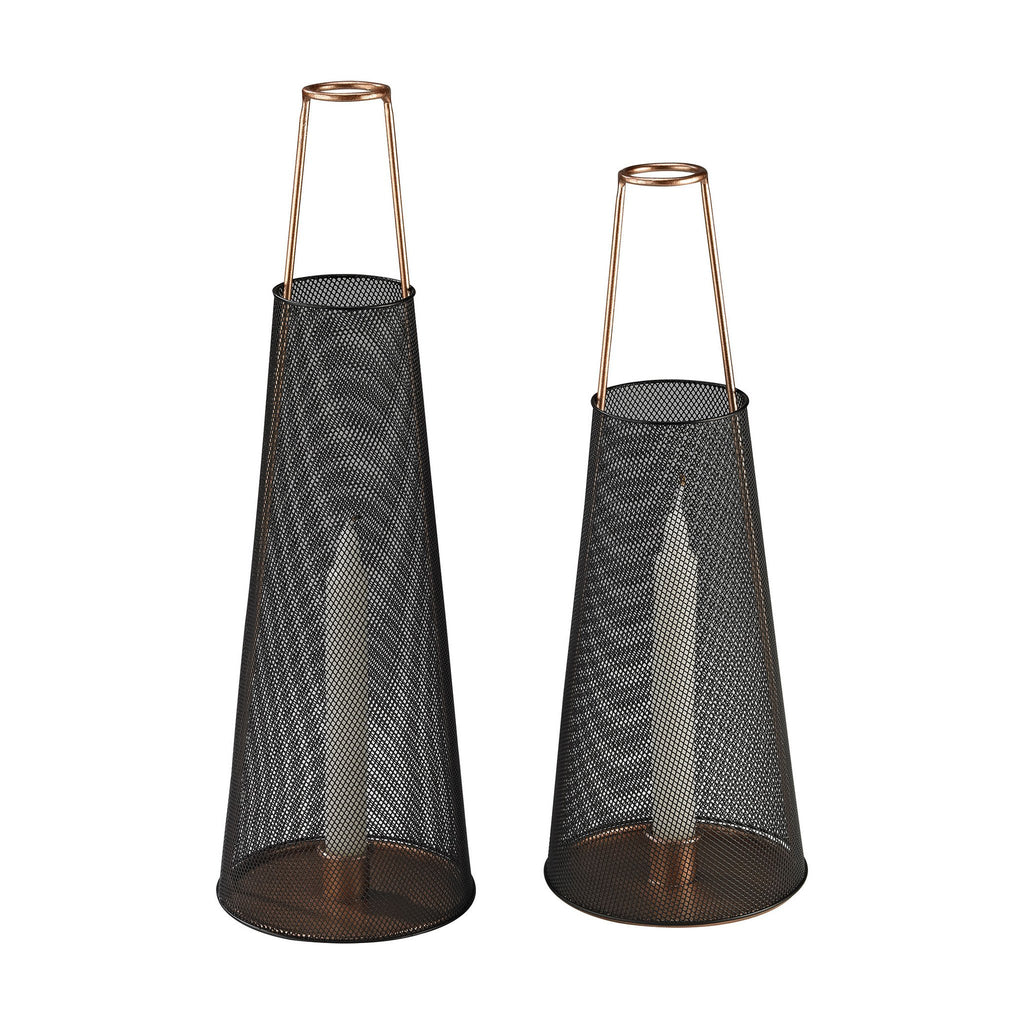 Sterling Industries Dusk Candle Holders In Black And Copper - Set of 2