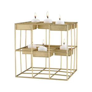 Sterling Industries Plaza Gold Leaf 9-Inch Metal Candle Holder