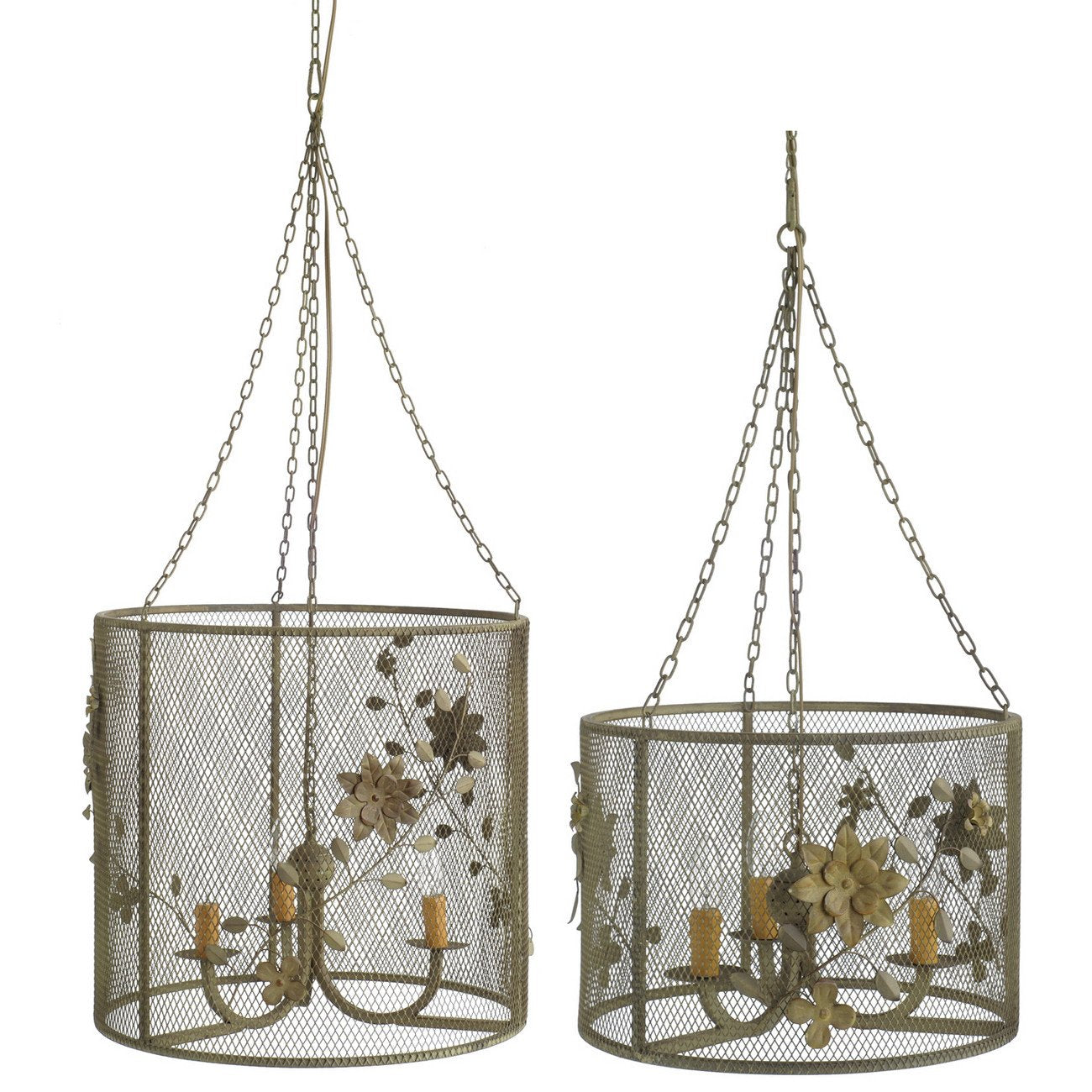 A&B Home Metal Chandelier With Flower Design - Set Of 2