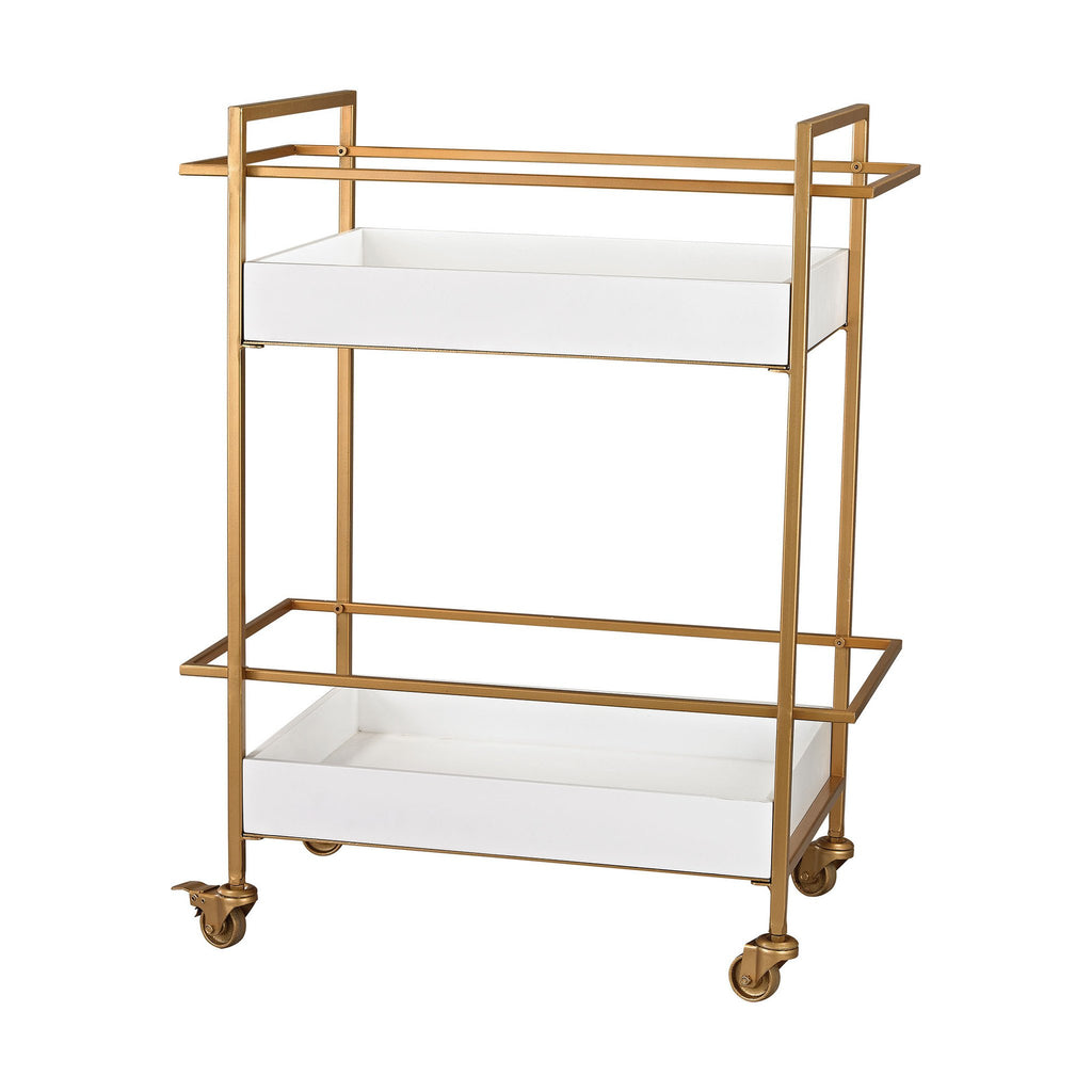Sterling Industries Gold and White Bar Cart