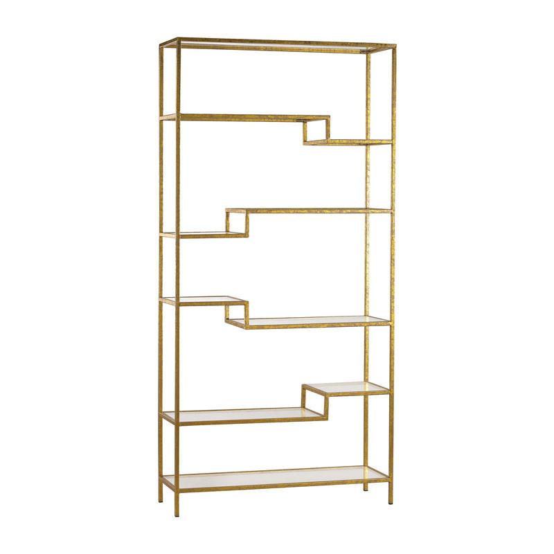 Sterling Industries Gold And Mirrored Shelving Unit