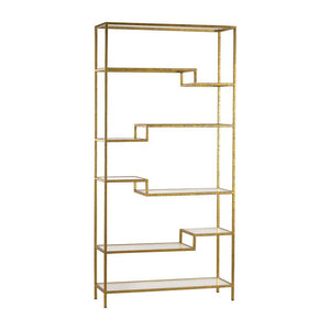 Sterling Industries Gold And Mirrored Shelving Unit