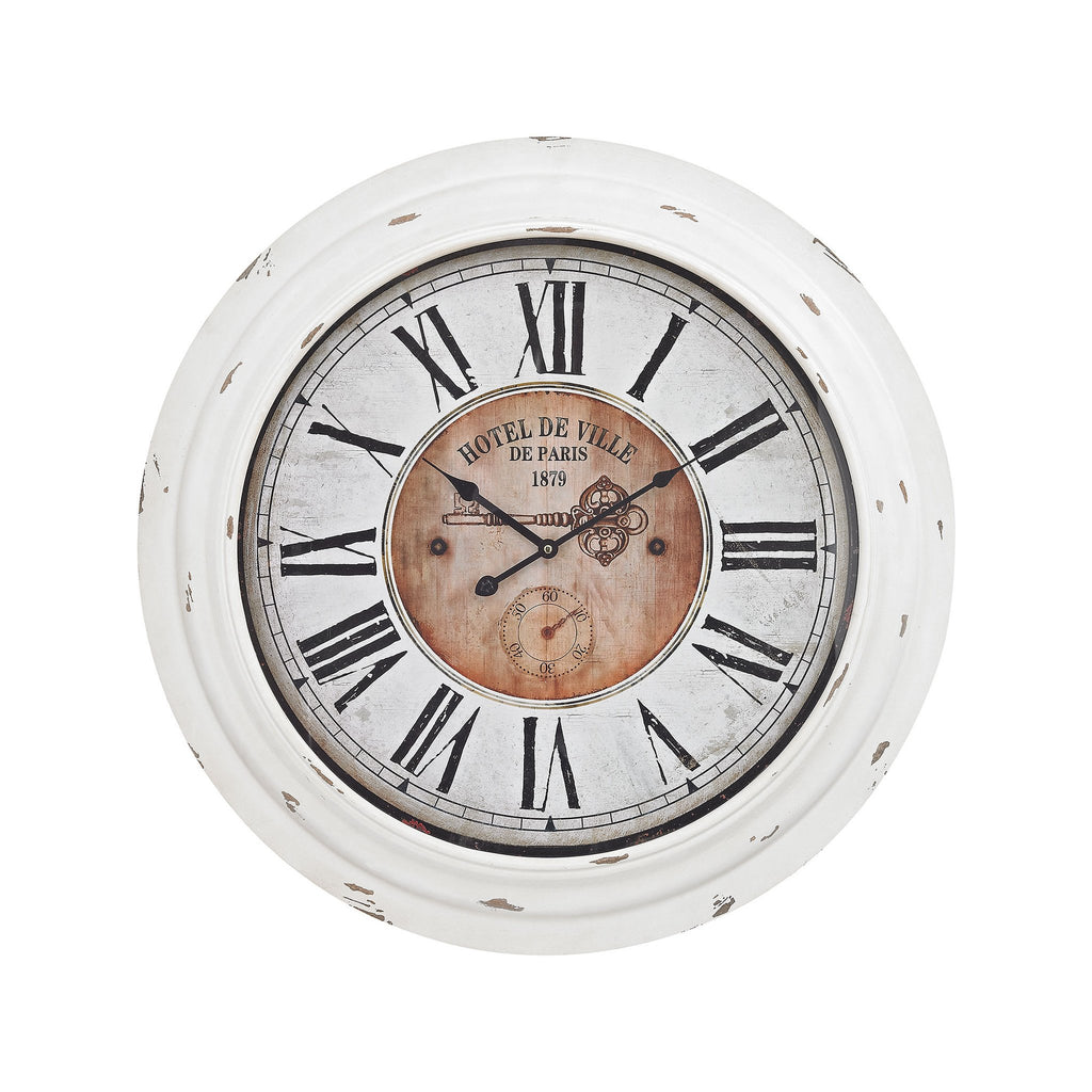 Sterling Industries Theodore Wall Clock In Antique White