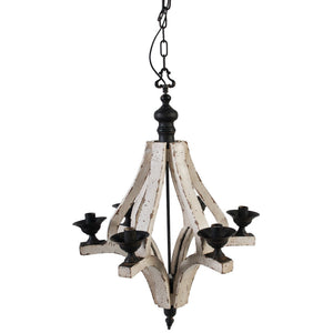 A&B Home Harper 6 Light Washed Wood Chandelier
