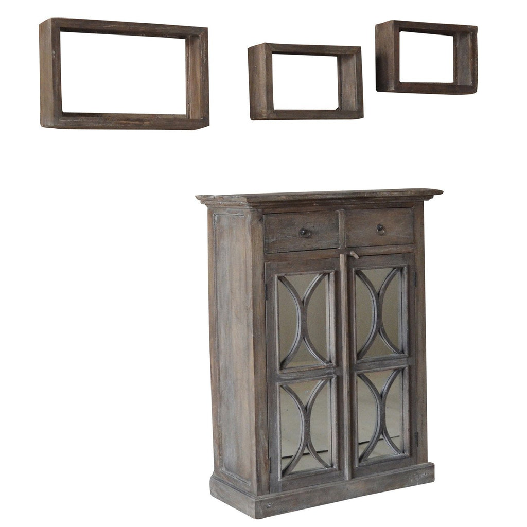A&B Home Durian Cabinet & 3 Shelves - Set Of 4