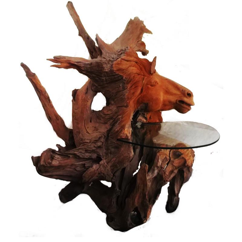 A&B Home 49.2" Teak Wood Horse Table