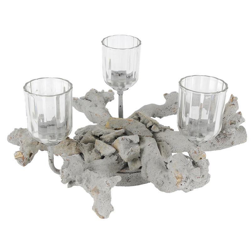 A&B Home Driftwood & Metal Candle Holder
