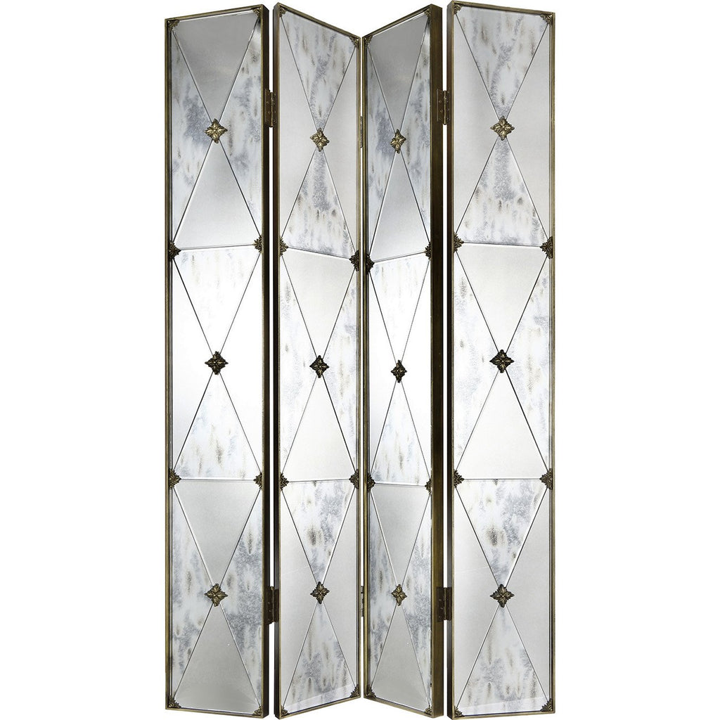 A&B Home 4-Panel Mirrored Screen 