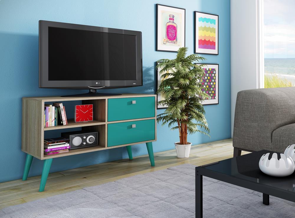 Accentuations by Manhattan Comfort Practical Dalarna TV Stand with 2 Open Shelves and 2 Drawers - Modish Store