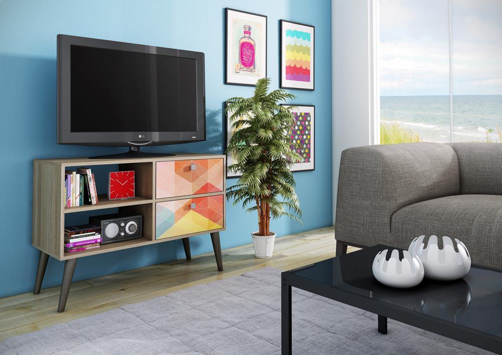 Accentuations by Manhattan Comfort Practical Dalarna TV Stand with 2 Open Shelves and 2 Drawers - Modish Store