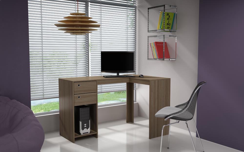 Accentuations by Manhattan Comfort Modest Palermo Classic "L" Shaped Desk with 2 Drawers and 1 Cubby - Modish Store