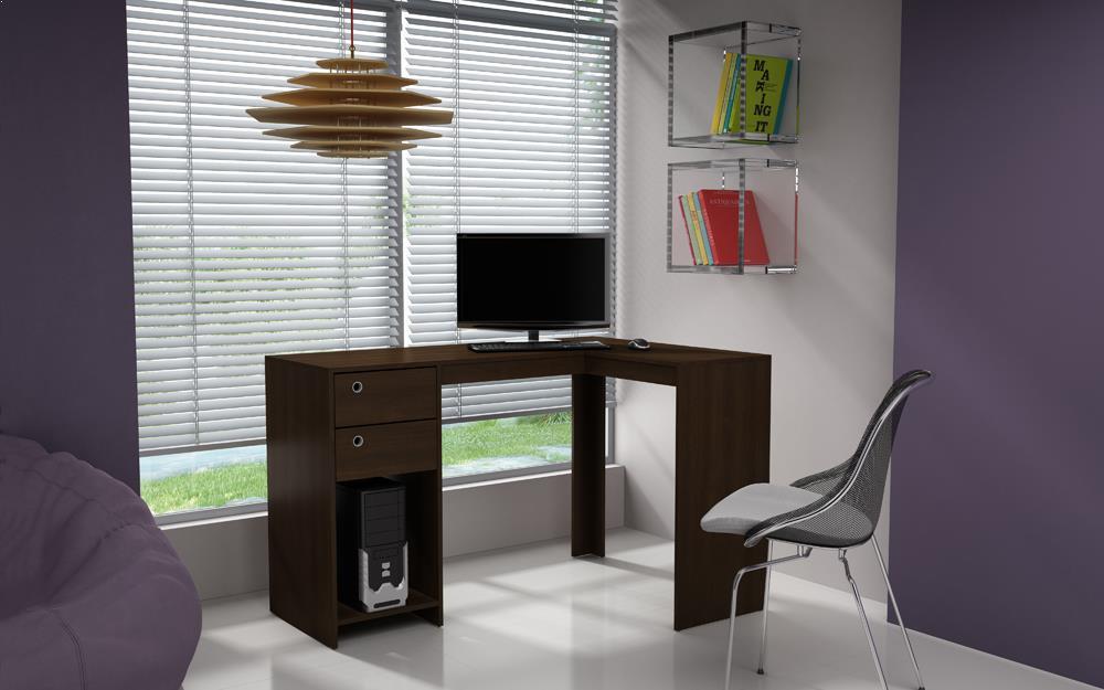 Accentuations by Manhattan Comfort Modest Palermo Classic "L" Shaped Desk with 2 Drawers and 1 Cubby - Modish Store