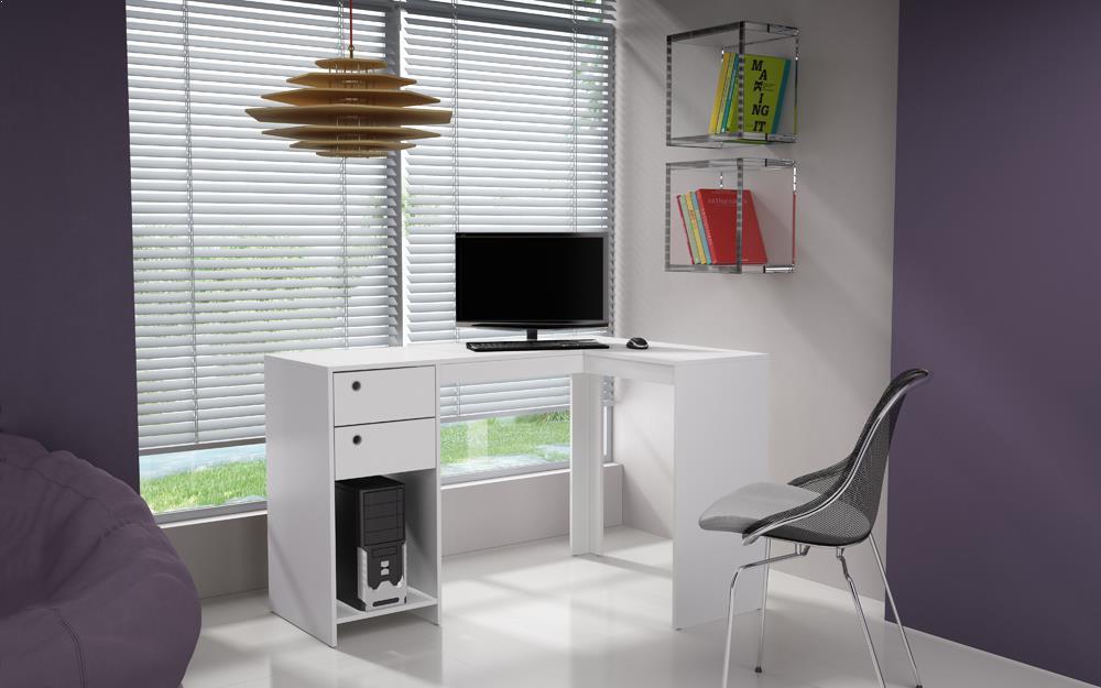 Accentuations by Manhattan Comfort Modest Palermo Classic "L" Shaped Desk with 2 Drawers and 1 Cubby - Modish Store