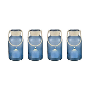 Sterling Industries Baja Twilight Blue 12” Set of 4 Glass Candle Holder Jars
