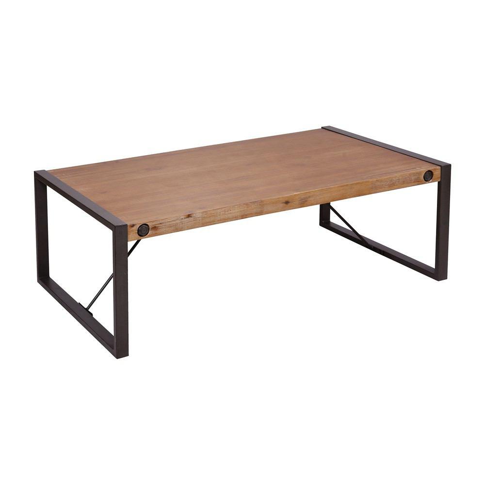 Stein World Armour Square Grey-Bronze Metal and Wood Coffee Table