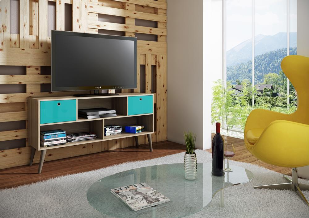 Accentuations by Manhattan Comfort Modern Uppsala TV Stand with 3 Shelves and 2 Drawers - Modish Store