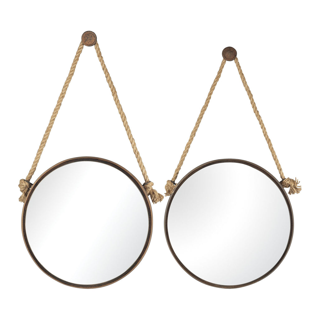 Sterling Industries Round Mirrors On Rope - Set of 2