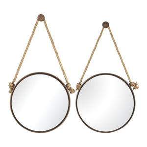 Sterling Industries Round Mirrors On Rope - Set of 2