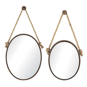 Sterling Industries Oval Mirrors On Rope - Set of 2
